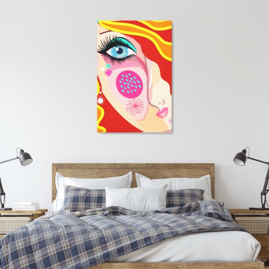 Trendy Abstract Whimsical Artsy Face Eye Canvas Leinwanddruck (Insitu (Schlafzimmer))