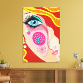 Trendy Abstract Whimsical Artsy Face Eye Canvas Leinwanddruck (Insitu (Wohnzimmer))
