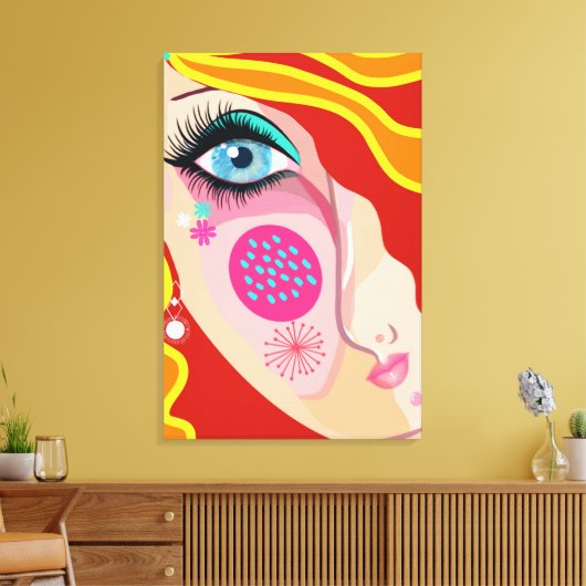 Trendy Abstract Whimsical Artsy Face Eye Canvas Leinwanddruck (Insitu (Wohnzimmer))