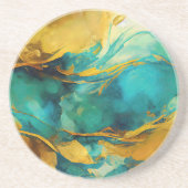 Trendy Abstrakt Blue and Gold Getränkeuntersetzer (Vorne)
