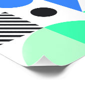 Trendy Abstrakt Blue Mint Green Geometric Muster Poster (Ecke)