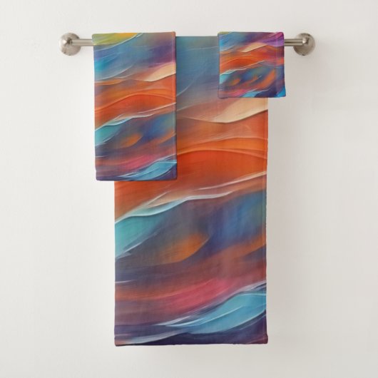 Trendy Abstrakt Bright Blue Gelb Pattern Badhandtuch Set (Insitu)