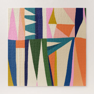 Trendy Abstrakt: Farbenfrohe Handzeichnung. Puzzle