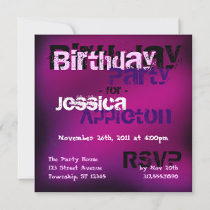 Trendy Abstrakt Fuchsia & Violet zum Geburtstag lä Einladung