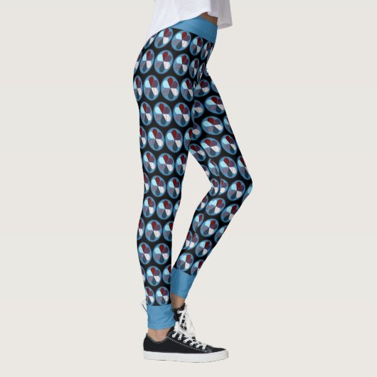 TRENDY ABSTRAKT GEOMETRIC BLUME CIRLE PATTERN LEGGINGS (Rechts)
