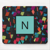 Trendy Abstrakt Geometric Cube Pattern Monogram Mousepad (Vorne)
