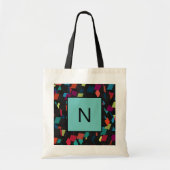 Trendy Abstrakt Geometric Cube Pattern Monogram Tragetasche (Vorne)