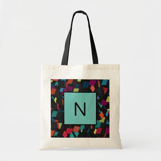 Trendy Abstrakt Geometric Cube Pattern Monogram Tragetasche (Vorne)