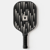 Trendy Abstrakt Geometric Strip Mit Monogramm Pickleball Schläger (Vorderseite)