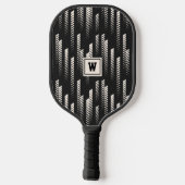 Trendy Abstrakt Geometric Strip Mit Monogramm Pickleball Schläger (Rückseite)