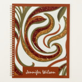 Trendy abstrakt Glitzer Terracotta Green Skript Planer (Vorderseite)