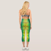 Trendy Abstrakt Gradient Rainbow Pixel Art Muster Capri Leggings (Rückseite)
