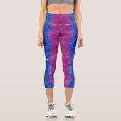 Trendy Abstrakt Gradient Rainbow Pixel Art Muster Capri Leggings (Vorderseite)