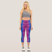 Trendy Abstrakt Gradient Rainbow Pixel Art Muster Capri Leggings (Vorderseite)