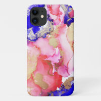 Trendy Abstrakt Liquid Wirbel Lila Pink Gold