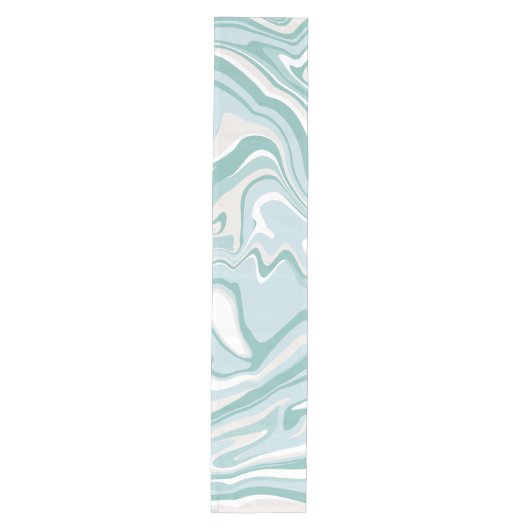 Trendy Abstrakt Mint Blue Türkis Marmor Swirl Mittelgroßer Tischläufer (Vorderseite)