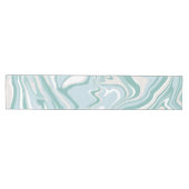 Trendy Abstrakt Mint Blue Türkis Marmor Swirl Mittelgroßer Tischläufer (Horizontal)