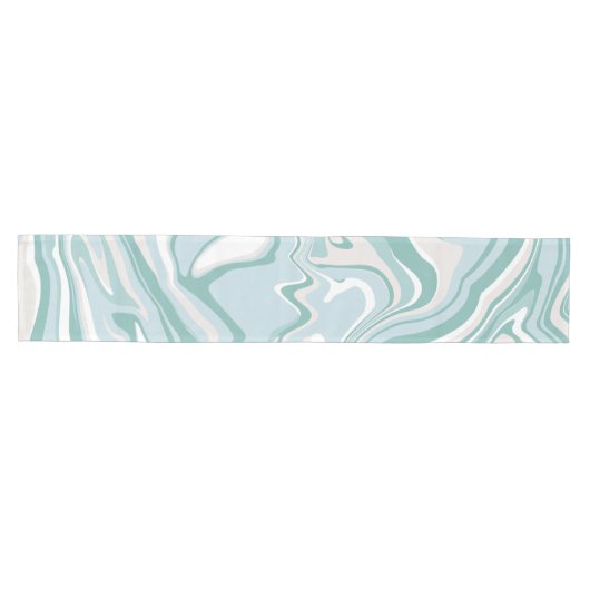 Trendy Abstrakt Mint Blue Türkis Marmor Swirl Mittelgroßer Tischläufer (Horizontal)