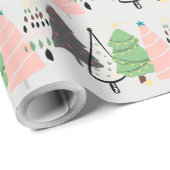 Trendy Abstrakt Modern Christmas Trees Pattern Geschenkpapier (Rolleneckpunkt)