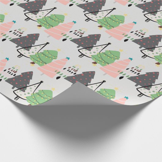 Trendy Abstrakt Modern Christmas Trees Pattern Geschenkpapier (Ecke)