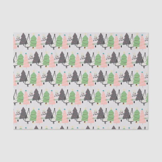 Trendy Abstrakt Modern Christmas Trees Pattern Seidenpapier (Vorderseite)