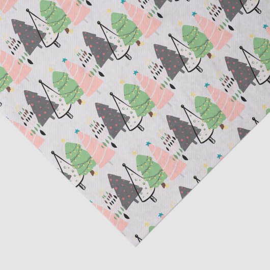 Trendy Abstrakt Modern Christmas Trees Pattern Seidenpapier (Ausschnitt)