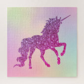 Trendy Abstrakt Ombre Glitzer Unicorn Puzzle (Vertikal)