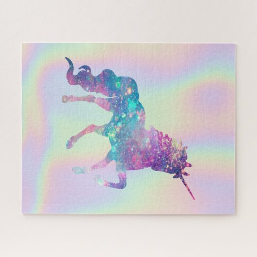 Trendy Abstrakt Ombre Unicorn Holographi Puzzle (Horizontal)