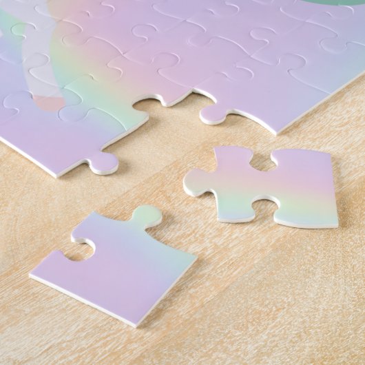 Trendy Abstrakt Ombre Unicorn Stars Wolken Puzzle (Seite)