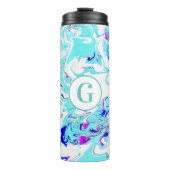 Trendy Abstrakt Paint Wirbel | Monogramm Thermosbecher (Vorderseite)