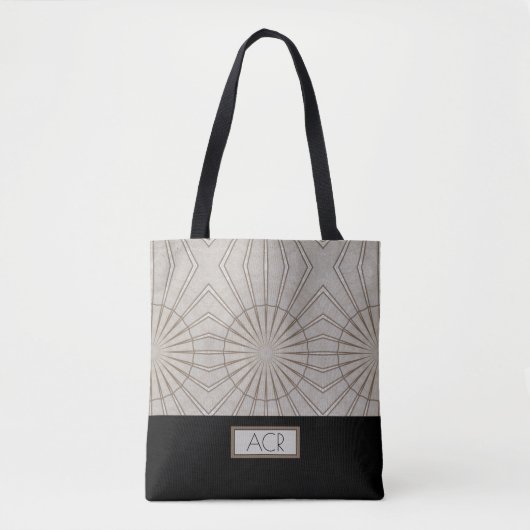 Trendy Abstrakt Pattern Monogram Brown Black Tasche (Vorderseite)