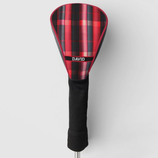 Trendy Abstrakt Red Black Kariert Collection Golf Headcover (Vorderseite)