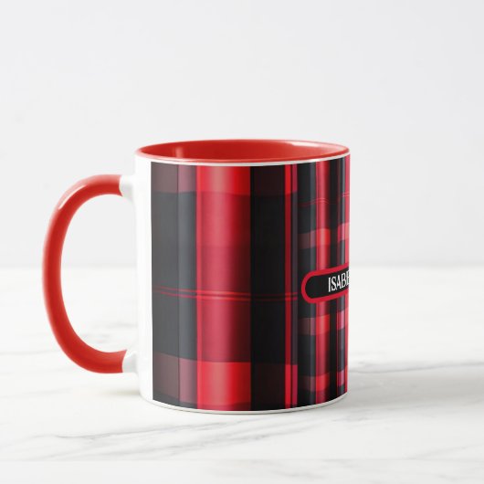 Trendy Abstrakt Red Black Kariert Collection Tasse (Links)