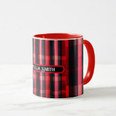 Trendy Abstrakt Red Black Kariert Collection Tasse (VorderseiteRechts)