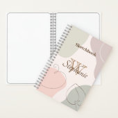 Trendy Abstrakt Shape Sketched Leaf Heft Monogram Notizblock (Innen)