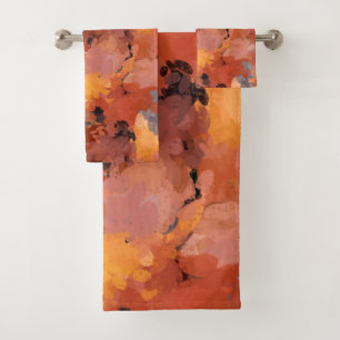 Trendy Abstrakt Terracotta Rust Brown Badhandtuch Set