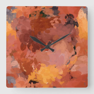Trendy Abstrakt Watercolor Kunst, Dichtung und Mus Quadratische Wanduhr