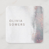 Trendy Abstrakt Watercolor Rose Gold Glitzer Quadratische Visitenkarte (Vorderseite)