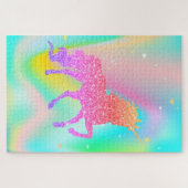 Trendy Abstrakte Stars Glitzer Unicorn Puzzle (Horizontal)
