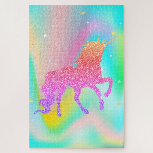 Trendy Abstrakte Stars Glitzer Unicorn Puzzle (Vertikal)