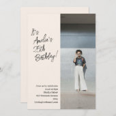 Trendy Aesthetic Photo 25th Adult Birthday Party Einladung (Vorne/Hinten)