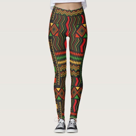 Trendy African Tribal Geo Abstrakt Leggings (Vorderseite)