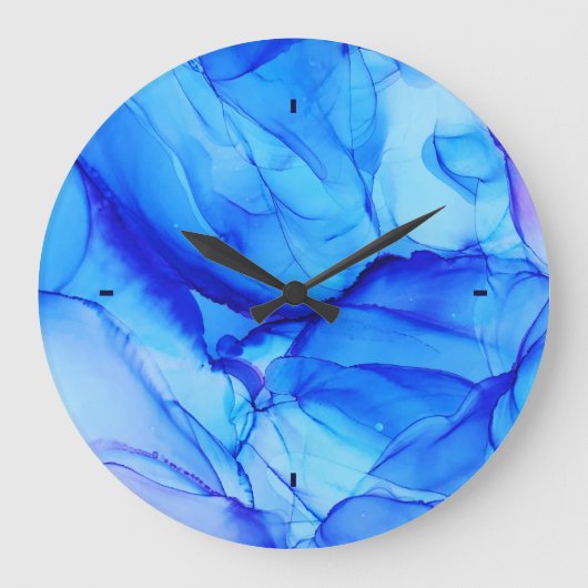 Trendy Agate Abstrakt Indigo Lila Küche Große Wanduhr (Vorderseite)