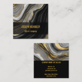Trendy Agate Black and Gold Marble Quadratische Visitenkarte (Vorne/Hinten)