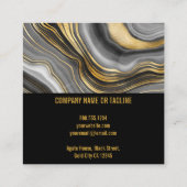 Trendy Agate Black and Gold Marble Quadratische Visitenkarte (Rückseite)