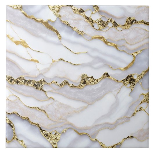 Trendy Agate Marble White Gold Collection Fliese (Vorderseite)