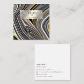 Trendy agode geode silberne Nagelsalon Quadratische Visitenkarte (Vorne/Hinten)