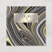 Trendy agode geode silberne Nagelsalon Quadratische Visitenkarte (Vorderseite)