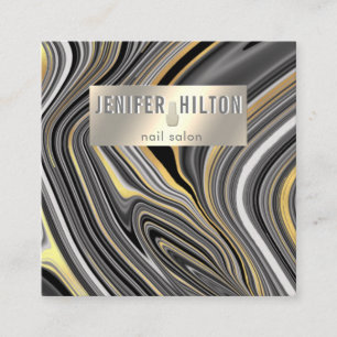 Trendy agode geode silberne Nagelsalon Quadratische Visitenkarte