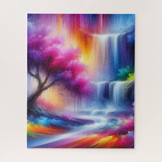 Trendy AI Generated Art Colorful Landscape Puzzle (Vertikal)